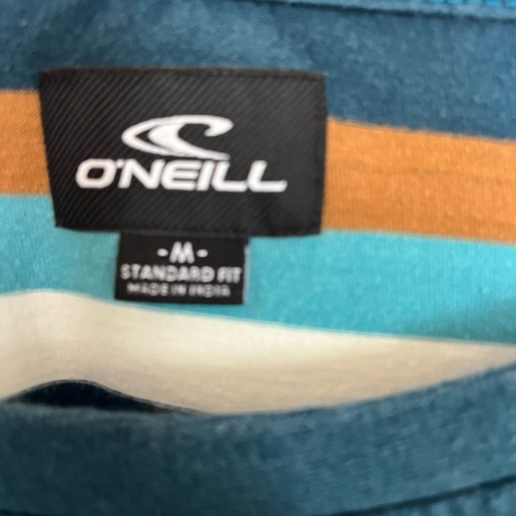 Men’s O’NEILL Striped blue and brown t-shirt standard fit size medium #surfstyle - Picture 2 of 3